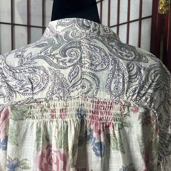 NWT FREE PEOPLE ANTHROPOLOGIE MARAYA PRINTED IVORY‎ ANTIQUE COMBO TOP SIZE M - Picture 5 of 8